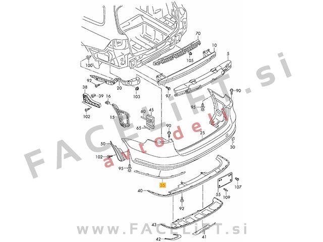 VW Passat B7 Karavan 10-14 letev zadnjega odbijača desna
