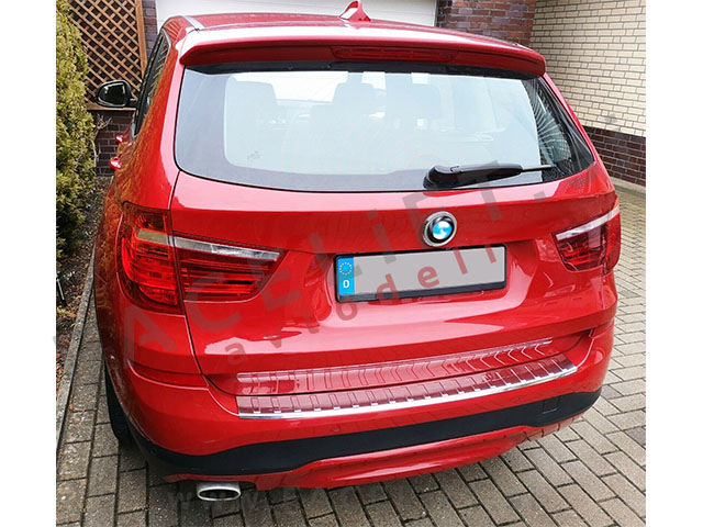 BMW X3 F25 10-17 zaščita zadnjega odbijača kromirana (sijaj) BMW X3 F25 10-17 zaščita zadnjega odbijača kromirana (sijaj)