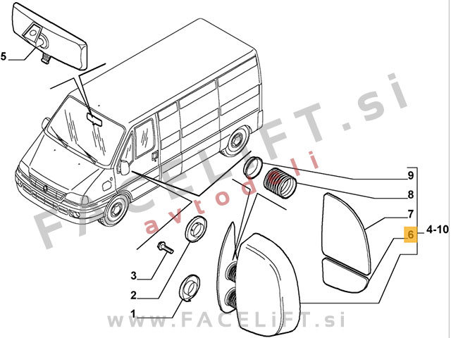 Citroen Jumper / 230 (99-02) / steklo ogledala / spodnje / levo
