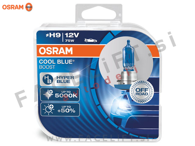 Halogenske žarnice Osram Cool Blue Boost 5000K +50% H9 (PGJ19-5) 75W 12V