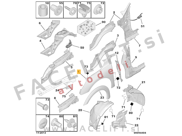 Peugeot 508 / (14-18) / sprednji blatnik / levi