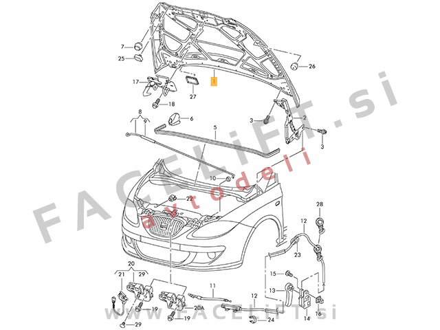 Seat Toledo / 5P (04-09) / pokrov motorja
