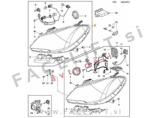 Opel Mokka / (12-16) / žaromet / levi