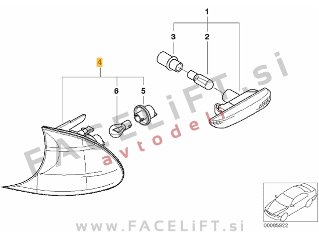 BMW 3 Compact E46 01-04 sprednji smernik levi