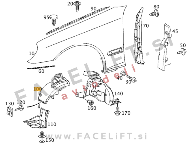 Mercedes C / W203 (00-07) / sprednji kolotek / srednji del / levi