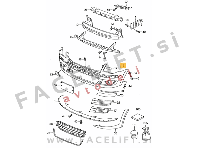 VW Touran 1T2 07-10 sprednji odbijač