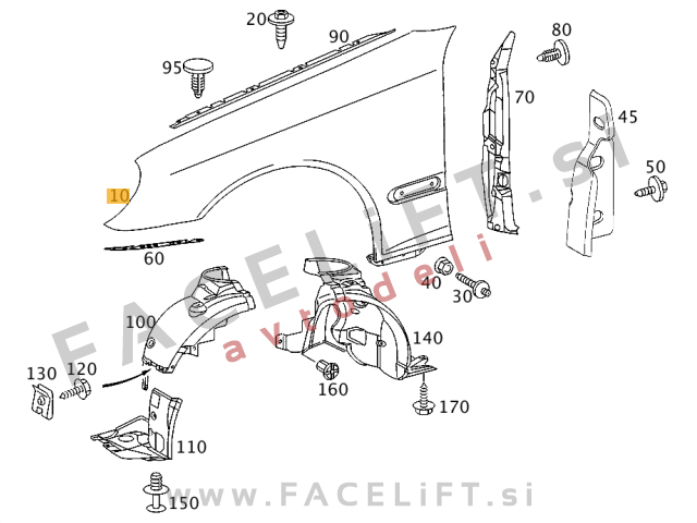 Mercedes C S203 W203 00-07 sprednji blatnik desni