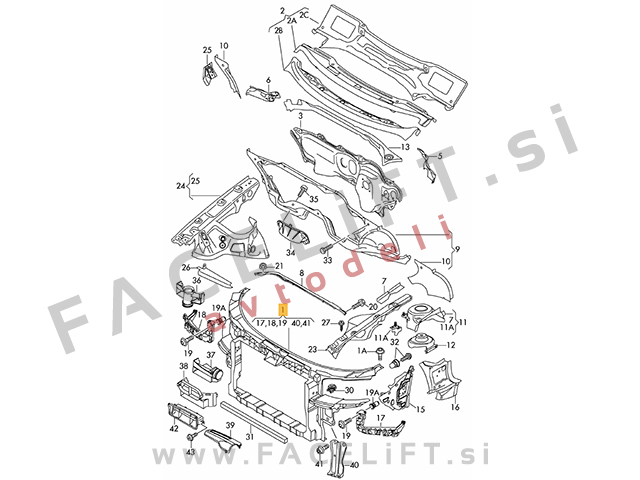 Audi A3 8P 8PA 08-12 vezna stena
