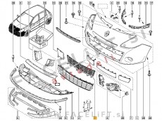Renault Clio 3 09-12 mreža sprednjega odbijača srednja (notranja) Renault Clio 3 09-12 mreža sprednjega odbijača srednja (notranja)