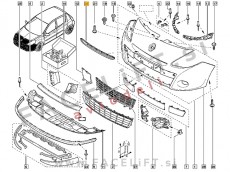 Renault Clio 3 / (09- ) / mreža sprednjega odbijača / zgornja Renault Clio 3 / (09- ) / mreža sprednjega odbijača / zgornja