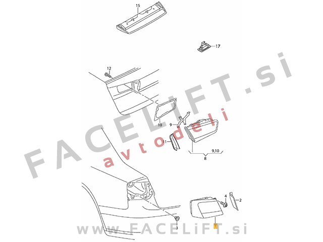 Audi A6 / 4G C7 Limuzina (14-18) / zadnja zunanja LED luč / desna Audi A6 / 4G C7 Limuzina (14-18) / zadnja zunanja LED luč / desna
