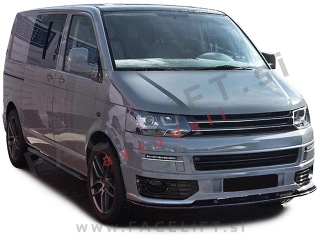 VW T5 / (09-15) / podaljšek sprednjega odbijača / črni (sijaj)