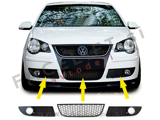 VW Polo / 9N3 (05-09) / set mrež sprednjega odbijača / GTI izgled VW Polo / 9N3 (05-09) / set mrež sprednjega odbijača / GTI izgled