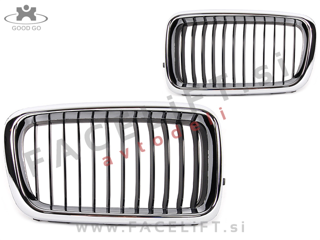 BMW 7 / E38 (94-01) / ledvičke / kromirane (sijaj) / črne (mat)