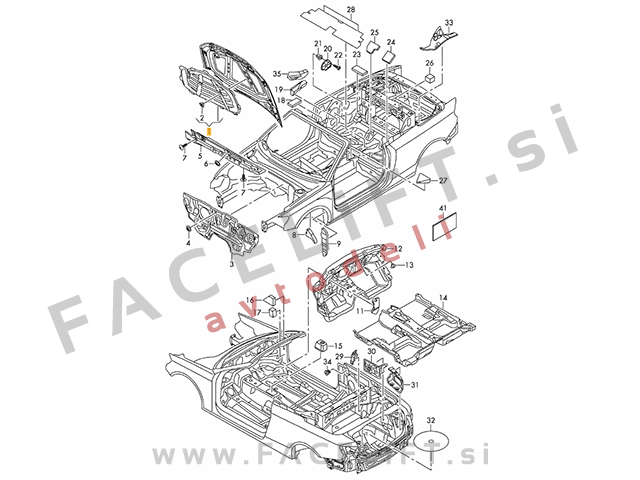 Audi A3 8V 12-20 izolacija pokrova motorja Audi A3 8V 12-20 izolacija pokrova motorja