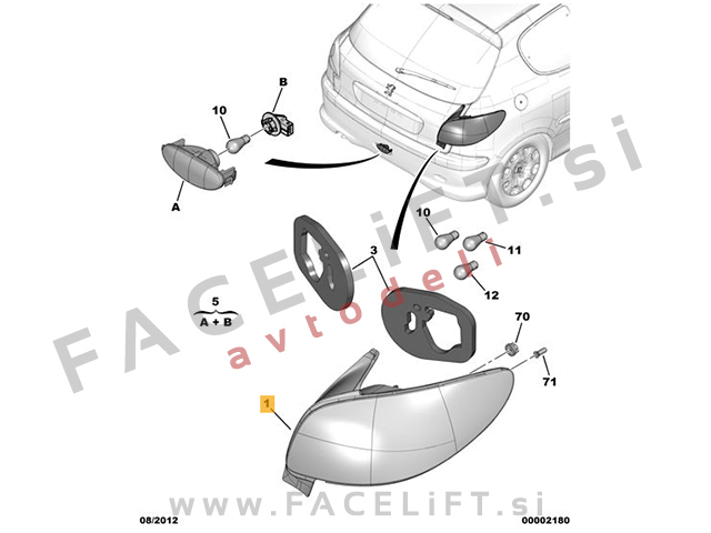 Peugeot 206 03-09 zadnja luč desna