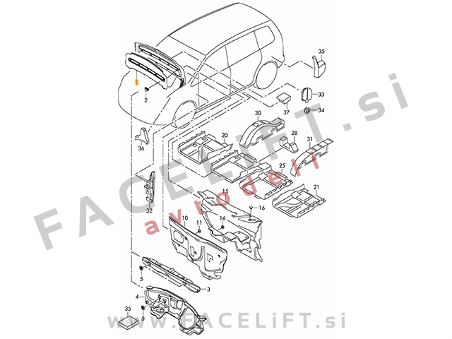 VW Caddy / 2K (04-15) / izolacija pokrova motorja VW Caddy / 2K (04-15) / izolacija pokrova motorja