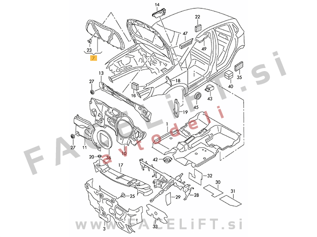 VW Polo 6R 09-14 izolacija pokrova motorja