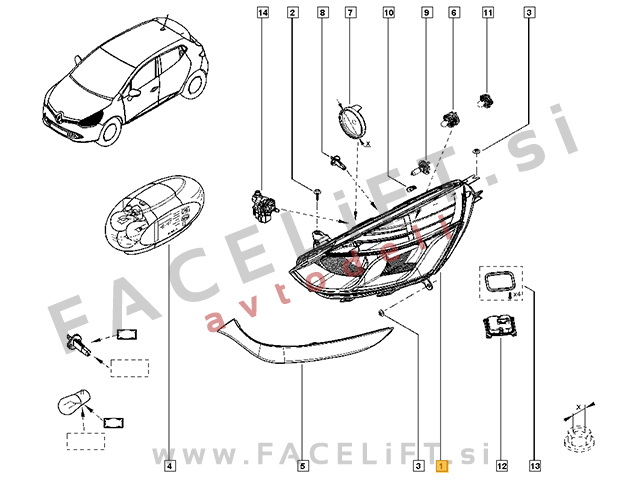 Renault Clio 4 / (16-19) / žaromet / levi Renault Clio 4 / (16-19) / žaromet / levi