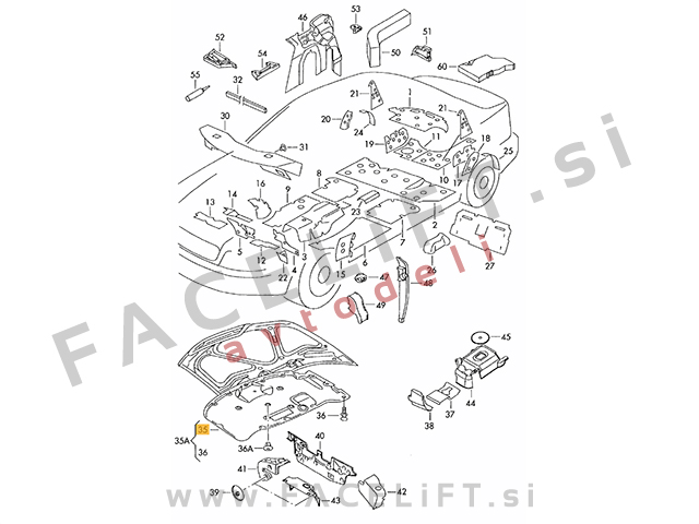 VW Passat / 3BG (00-05) / izolacija pokrova motorja