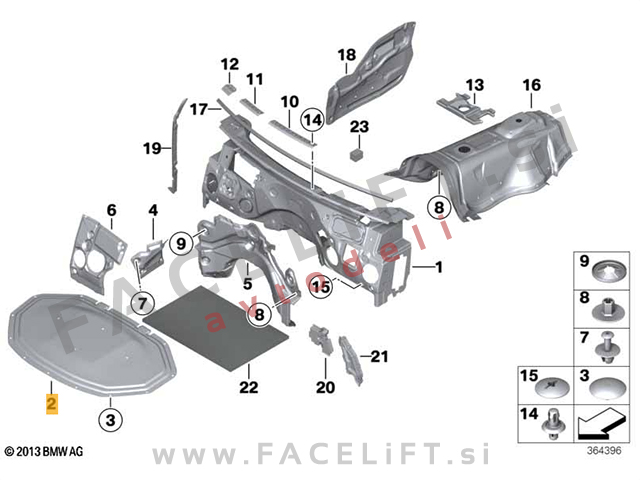 BMW X4 F26 14-18 izolacija pokrova motorja BMW X4 F26 14-18 izolacija pokrova motorja