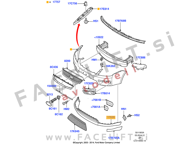 Ford Focus 2 / (04-08) / spojler sprednjega odbijača