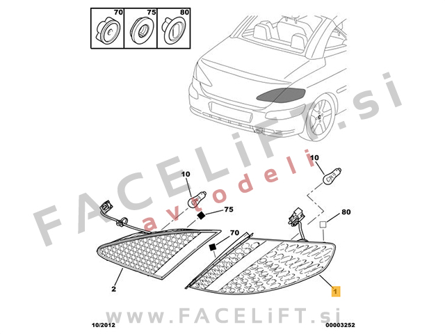 Peugeot 307 CC 01-07 zadnja zunanja LED luč leva