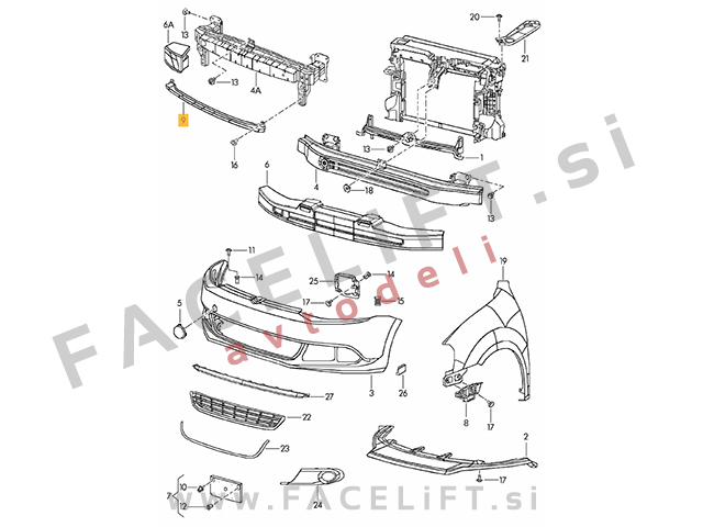 VW Jetta / 1B (10-15) / ojačitev sprednjega odbijača (spodnja)