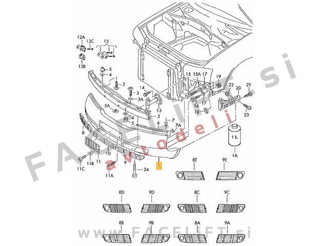 Audi A6 C5 4B 01-05 sprednji odbijač SRA Audi A6 C5 4B 01-05 sprednji odbijač SRA