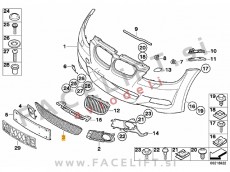 BMW 3 E92 E93 M 06-10 mreža sprednjega odbijača srednja