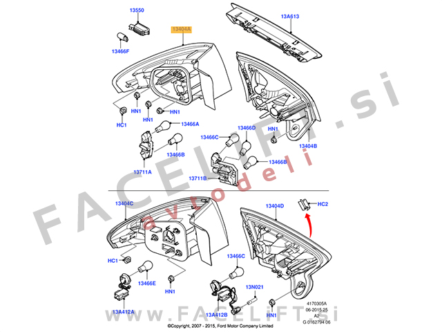 Ford Mondeo 4-vratni Hatchback 07-10 zadnja zunanja luč leva