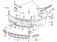 Škoda Octavia / 1Z (08-13) / mreža sprednjega odbijača / leva
