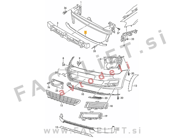 VW Golf 7 / 5G (12-20) / ojačitev sprednjega odbijača