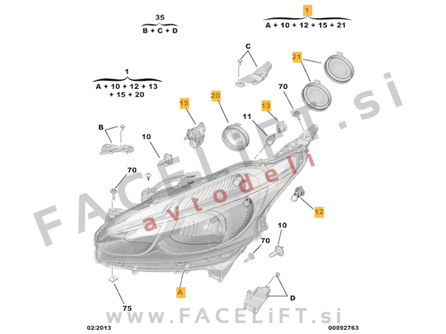 Peugeot 208 12-19 žaromet levi