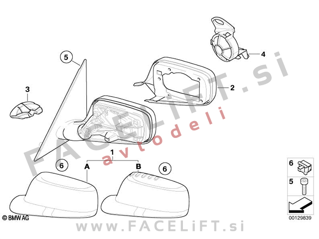BMW 7 / E65 E66 (01-08) / pokrov ogledala / desni