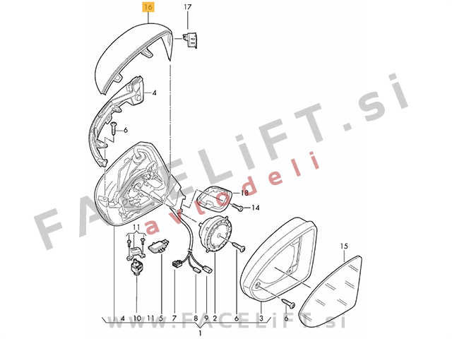 VW Arteon / (17- ) / pokrov ogledala / levi