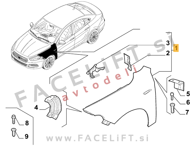 Fiat Tipo / (16- ) / sprednji blatnik / desni