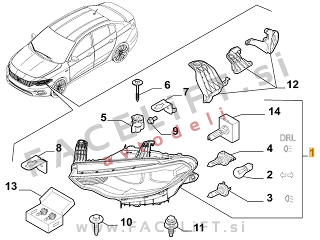 Fiat Tipo / (16- ) / žaromet / desni