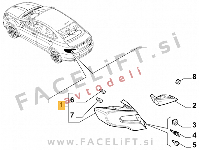 Fiat Tipo Limuzina / (16- ) / zadnja zunanja luč / desna