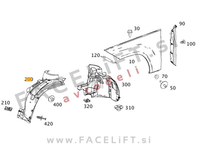 Mercedes GLK / X204 (08-12) / sprednji kolotek, sprednji del / desni