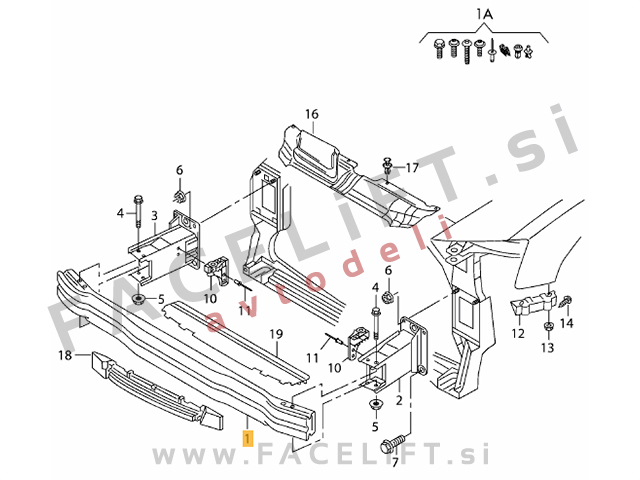 Audi A4 B8 8K 07-11 ojačitev sprednjega odbijača