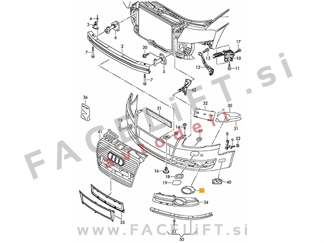 Audi A4 B7 8E 04-08 okvir meglenke desni Audi A4 B7 8E 04-08 okvir meglenke desni