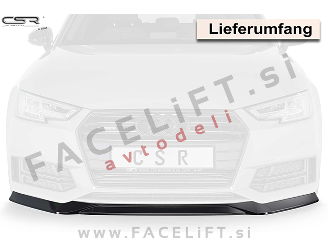 Audi A4 S line, S4 / B9 8W (15-19) / podaljšek sprednjega odbijača / črni (mat)