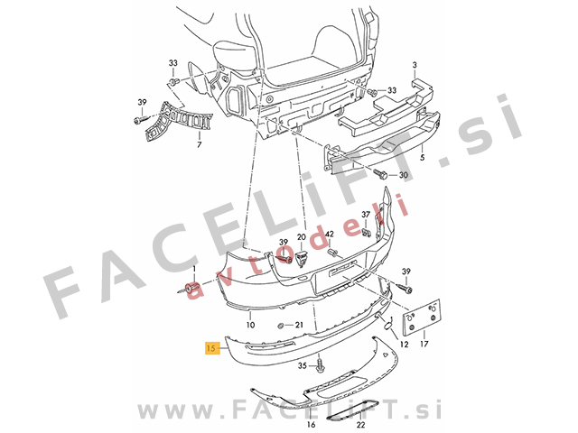 VW Tiguan 5N 07-11 spojler zadnjega odbijača