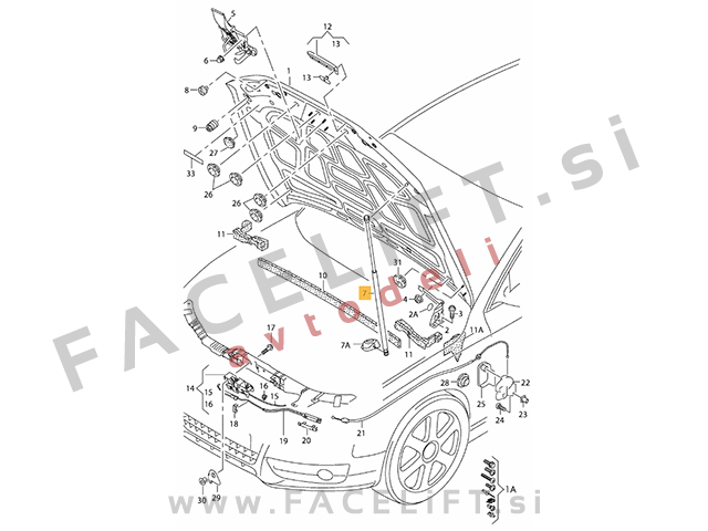 Audi Q5 / 8R (08-16) / plinski amortizer pokrova motorja