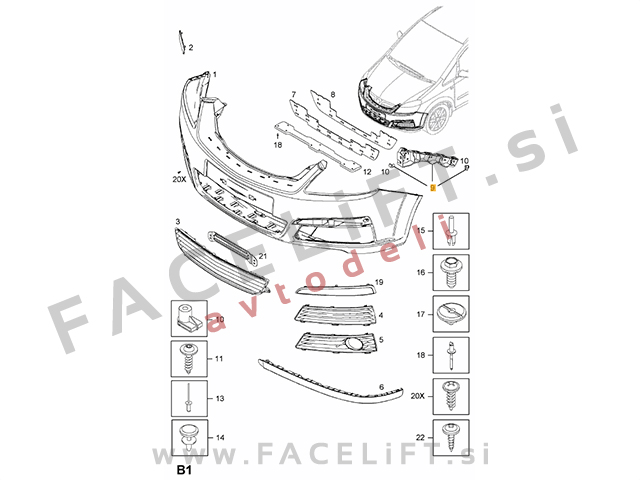 Opel Zafira B / T98 (05-11) / nosilec sprednjega odbijača / desni