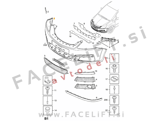 Opel Zafira B 08-11 sprednji odbijač