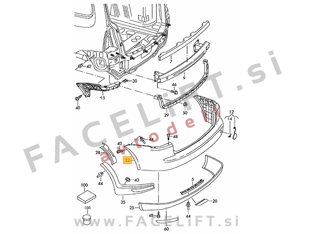 VW Touran / 1T (03-06) / zadnji odbijač