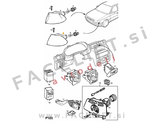 Opel Astra F / T92 (91-94) / sprednji smernik / levi Opel Astra F / T92 (91-94) / sprednji smernik / levi