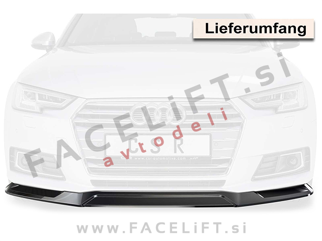 Audi A4 B9 8W 15-19 podaljšek sprednjega odbijača črni (mat)